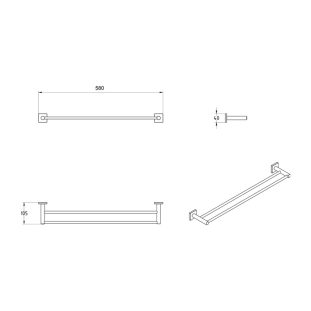 Πετσετοθήκη Verdi Delta Διπλή Χρωμέ - 3062122 2