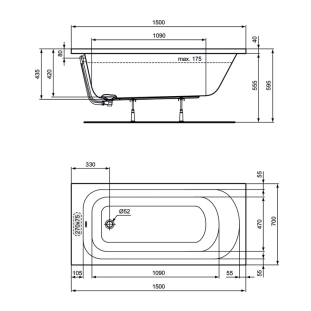 Μπανιέρα Ideal Standard simplicity 150x70 2