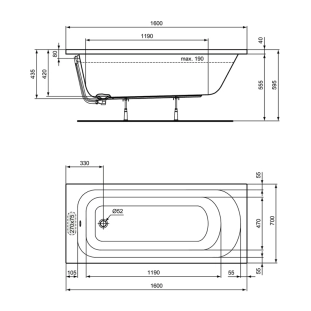 Μπανιέρα Ideal Standard simplicity 160x70 2
