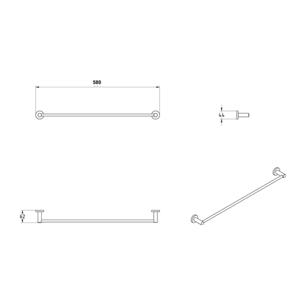 Πετσετοθήκη Verdi Sigma Μονή Μαύρο Ματ - 3030105