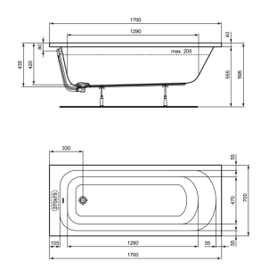 Μπανιέρα Ideal Standard simplicity 170x70 2