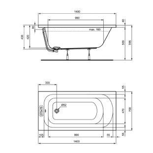 Μπανιέρα Ideal Standard simplicity 140x70 2