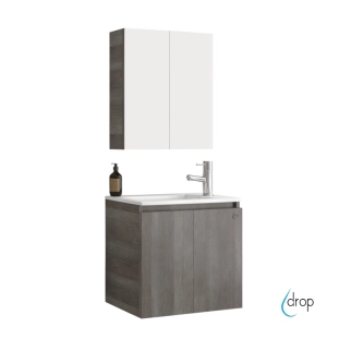 Σετ έπιπλο Verona Space 55cm Light Grey με νιπτήρα και καθρέπτη με αποθηκευτικό χώρο