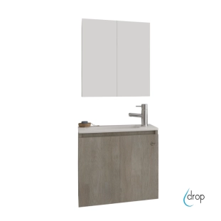 Σετ έπιπλο Verona Space 55cm Light Beige με νιπτήρα και καθρέπτη με αποθηκευτικό χώρο