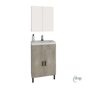 Σετ έπιπλο Roma 50cm Light Beige με νιπτήρα και καθρέπτη με αποθηκευτικό χώρο