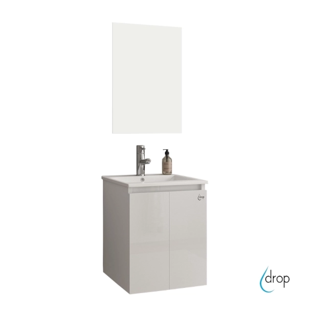 Σετ έπιπλο Verona 40cm Λευκό με νιπτήρα και καθρέπτη