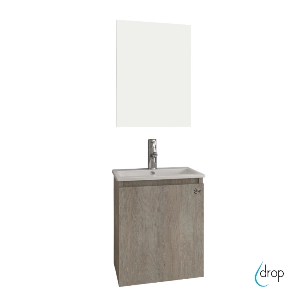 Σετ έπιπλο Verona 40cm Light Beige με νιπτήρα και καθρέπτη