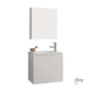 Σετ έπιπλο Verona Space 55cm Λευκό με νιπτήρα και καθρέπτη με αποθηκευτικό χώρο