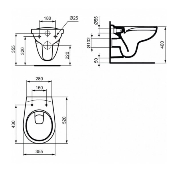 Λεκάνη κρεμαστή Eurovit rimless με κάθισμα soft closing
