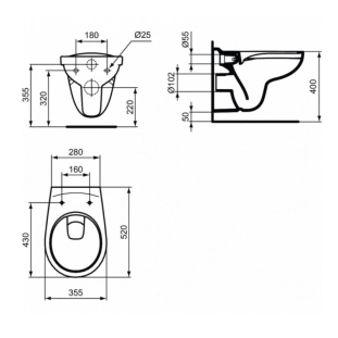 Λεκάνη κρεμαστή Eurovit rimless με κάθισμα soft closing