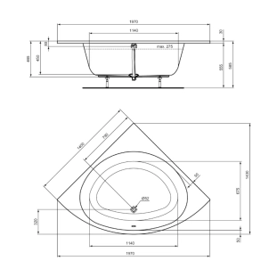 Μπανιέρα γωνιακή Ideal Standard iLife 140x140 2