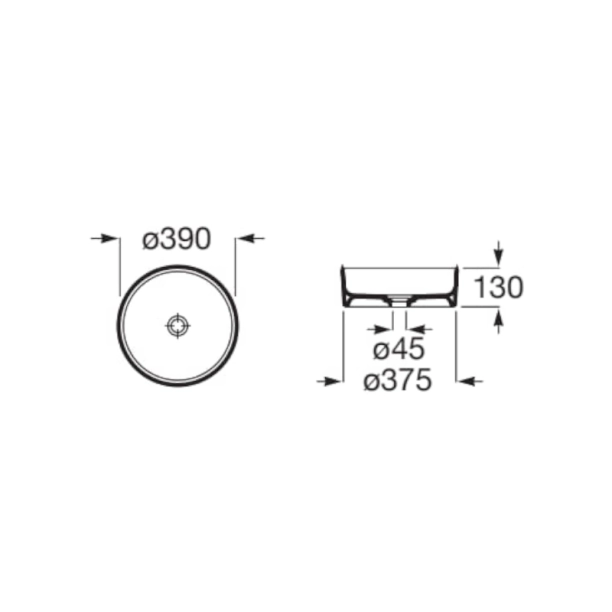 Νιπτήρας Roca επιτραπέζιος terra Φ39εκ. με κεραμικό κάλυμμα