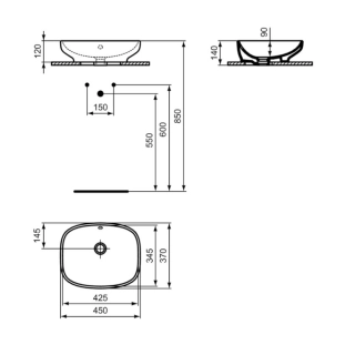 Νιπτήρας Ideal Standard επιτραπέζιος iLife 45x37 2