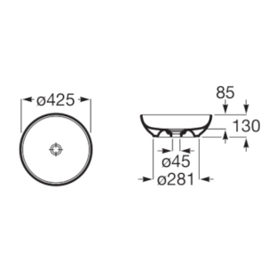 Νιπτήρας Roca Bol Φ42,5εκ. με κεραμικό κάλυμμα fineceramic 2