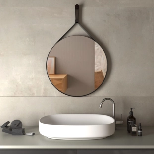 Καθρέπτης Art Φ60 με ιμάντα στήριξης από δερματίνη