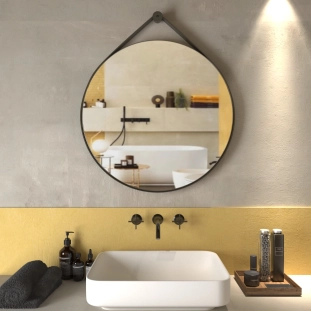 Καθρέπτης Art Φ70 με ιμάντα στήριξης από δερματίνη