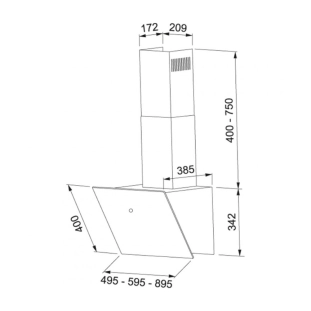 Απορροφητήρας Vertis crystal black 605 επιτοίχια καμινάδα 2
