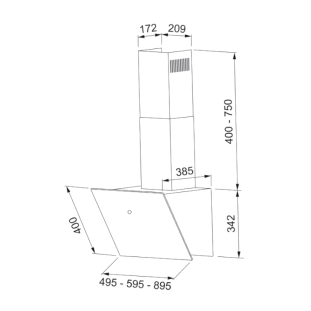 Απορροφητήρας Vertis 905 crystal white επιτοίχια καμινάδα 2