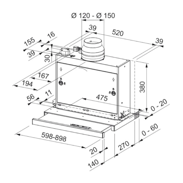 Απορροφητήρας Omnia 90 inox συρόμενος