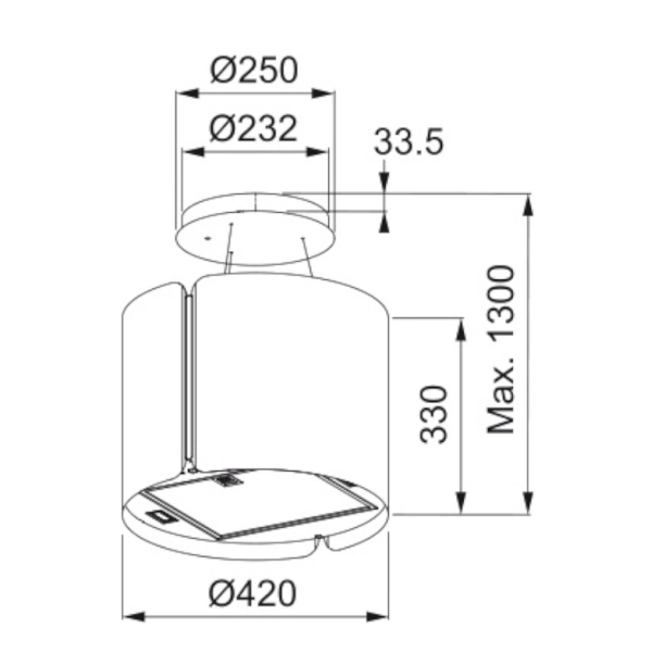 Απορροφητήρας κρεμαστός Smart inox f42 ss/bk