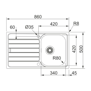 Franke νεροχύτης Spark 86x50 inox ένθετος 611 2