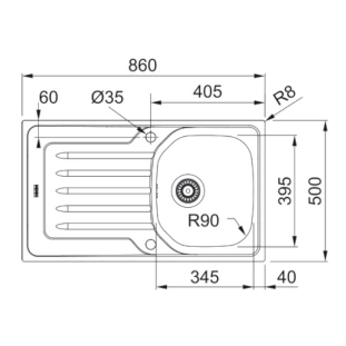 Franke Onda line ένθετος inox 86x50cm 2