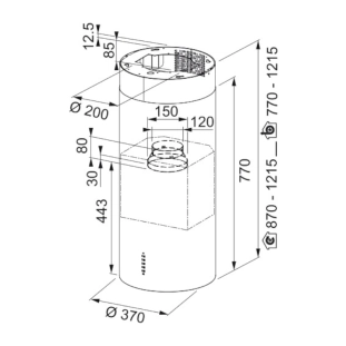 Απορροφητήρας Tube κυλινδρικός inox κεντρική καμινάδα 2
