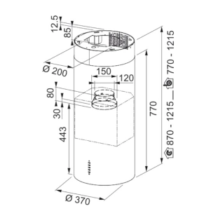 Απορροφητήρας Tube κυλινδρικός λευκός ματ κεντρική καμινάδα 2
