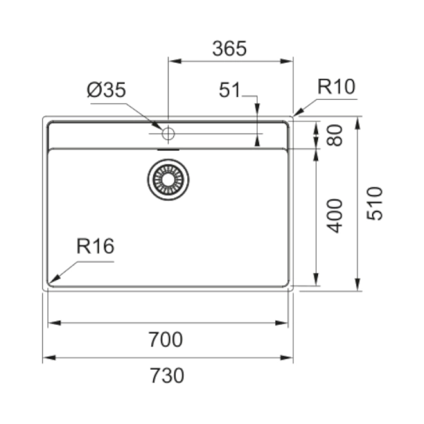 Franke Maris 610 73x51cm inox slim top