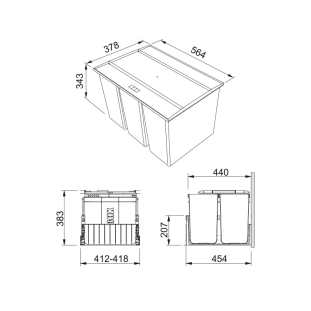 Κάδος Easysort 600-1-4 διαχωρισμού απορριμμάτων 42lt 2