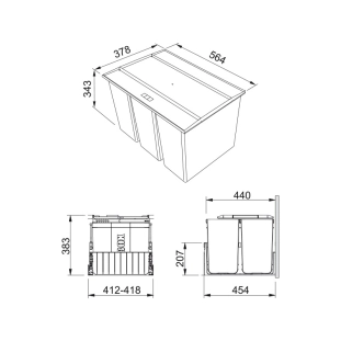 Κάδος Easysort 600-2-2 διαχωρισμού απορριμμάτων 42lt 2