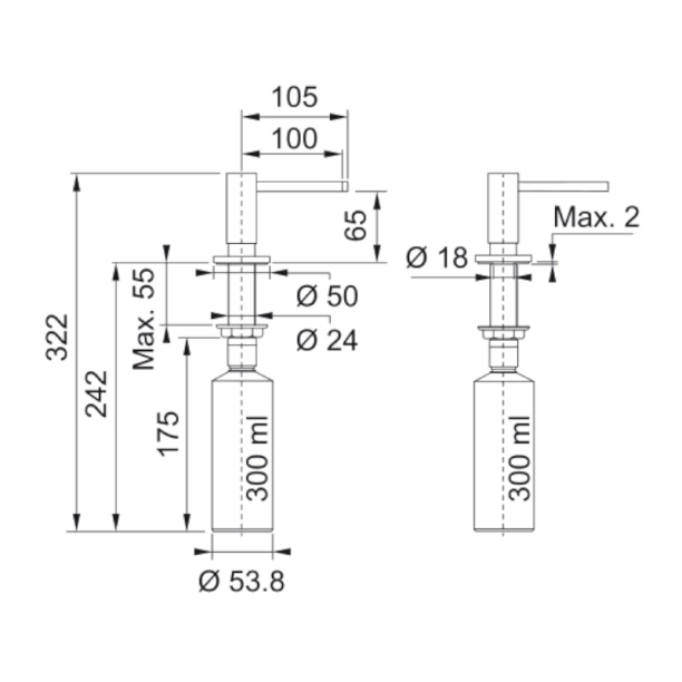 Dispenser υγρού σαπουνιού Active μαύρο ματ