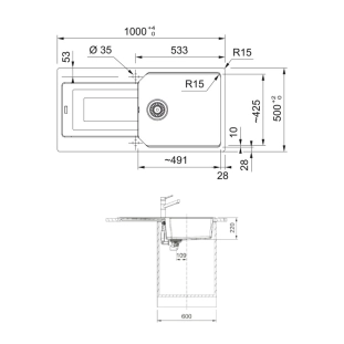 Νεροχύτης Urban 100x50cm polar white 611 2