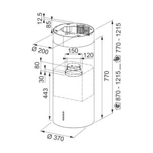 Απορροφητήρας Tube κυλινδρικός μαύρος κεντρική καμινάδα 2