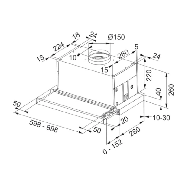 Απορροφητήρας Dynamic 90cm inox συρόμενος