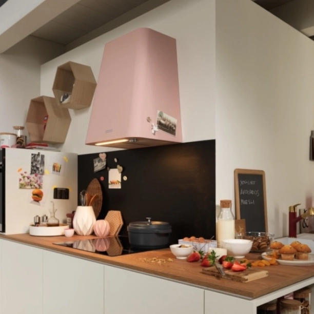 Απορροφητήρας Smart deco dusty rose επιτοίχια καμινάδα