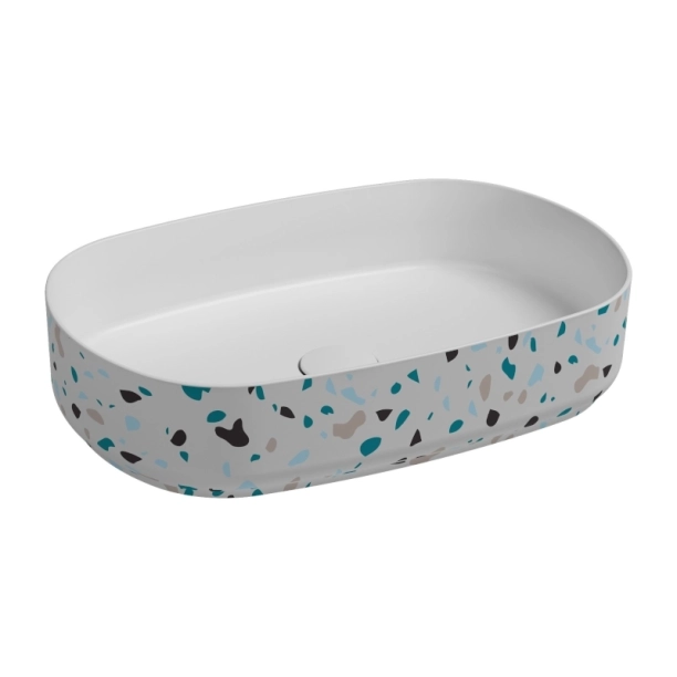 Νιπτήρας επιτραπέζιος Infinity terazzo 55x36 white mat