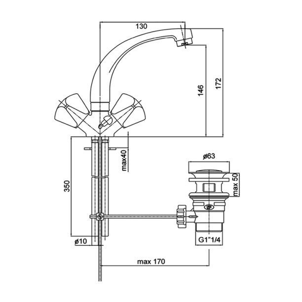 Fiore Classic Line 24036901 Μπαταρία Νιπτήρος, χρωμέ