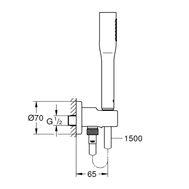 Grohe Εuphoria Cosmopolitan 26404000 Τηλέφωνo Ντους με Σπιράλ και Στήριγμα/Παροχή, Χρωμέ