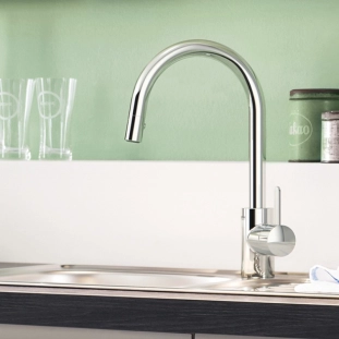 Μπαταρία κουζίνας Grohe Eurosmart Cosmopolitan καμπύλη με αποσπώσμενο ντους 2 ροών