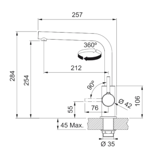 Μπαταρία κουζίνας Lina σε σχήμα L standard χρωμέ 2