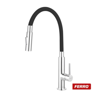 Μπαταρία Κουζίνας Ferro Zumba Slim 2 λειτουργιών χρωμέ με εύκαμπτο μαύρο ρουξούνι