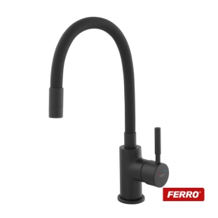 Μπαταρία Κουζίνας Ferro Zumba total black με εύκαμπτο μαύρο ρουξούνι