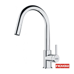 Μπαταρία νεροχύτη Lina καμπύλη με αποσπώμενο ντους χρωμέ