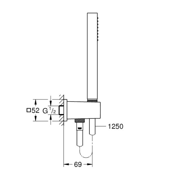 Grohe Euphoria Cube 26405000 Τηλέφωνo Ντους με Σπιράλ και Στήριγμα/Παροχή, Χρωμέ