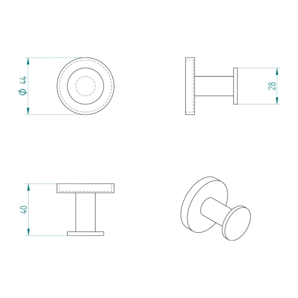 Άγκιστρο Verdi Omicron Μονό Μαύρο Ματ - 3020205