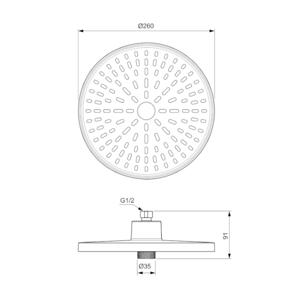 Ideal Standard κεφαλή 26cm ALU+ 2 ροών silk black
