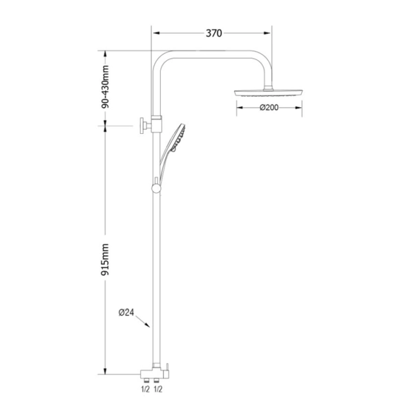 Modea Grenada 00-2950/B Στήλη Ντους, Μαύρο Ματ