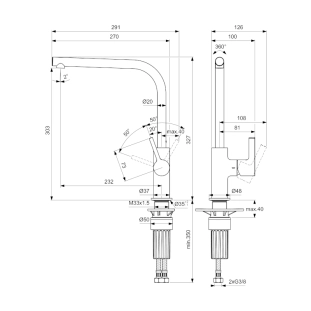 Μπαταρία Κουζίνας Ideal Standard Gusto Magnetic Grey BD418A5 2
