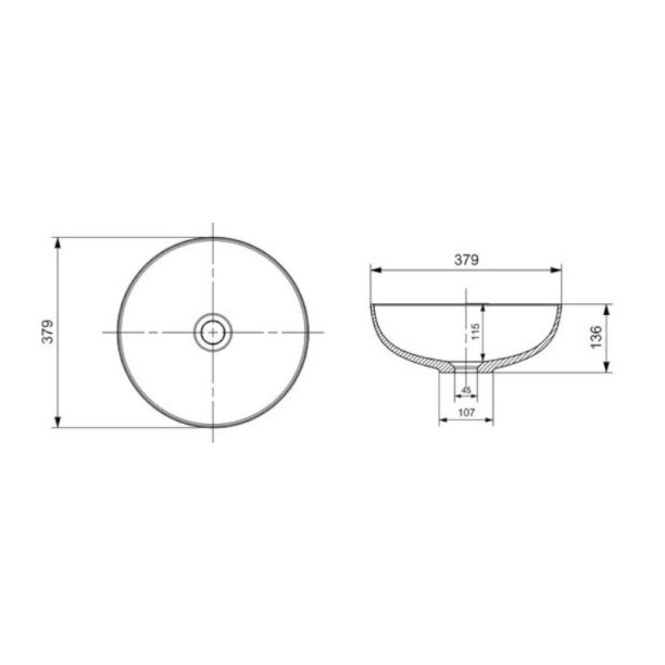 Νιπτήρας επιτραπέζιος Sottile Slim Φ38 White mat